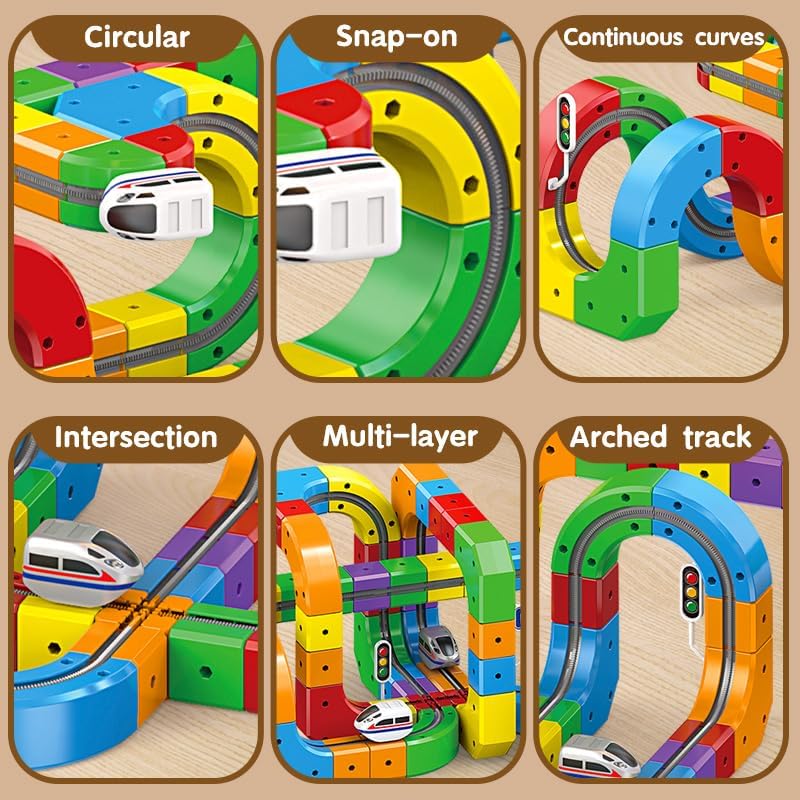 Electric Train Set Flexible Race Track Toys for 3 4 5 6 7 8 Years Old Boys and Girls