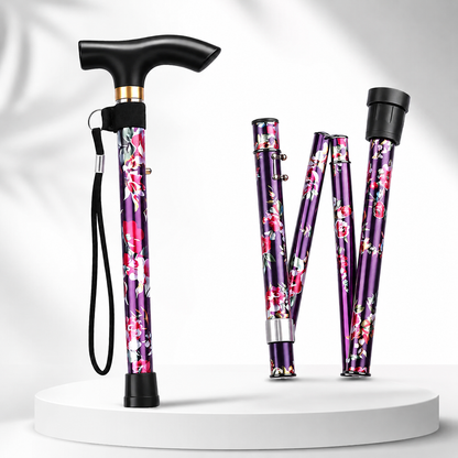 Floral Adjustable Walking Stick - Walking Cane Collapsible Stick for men & Women