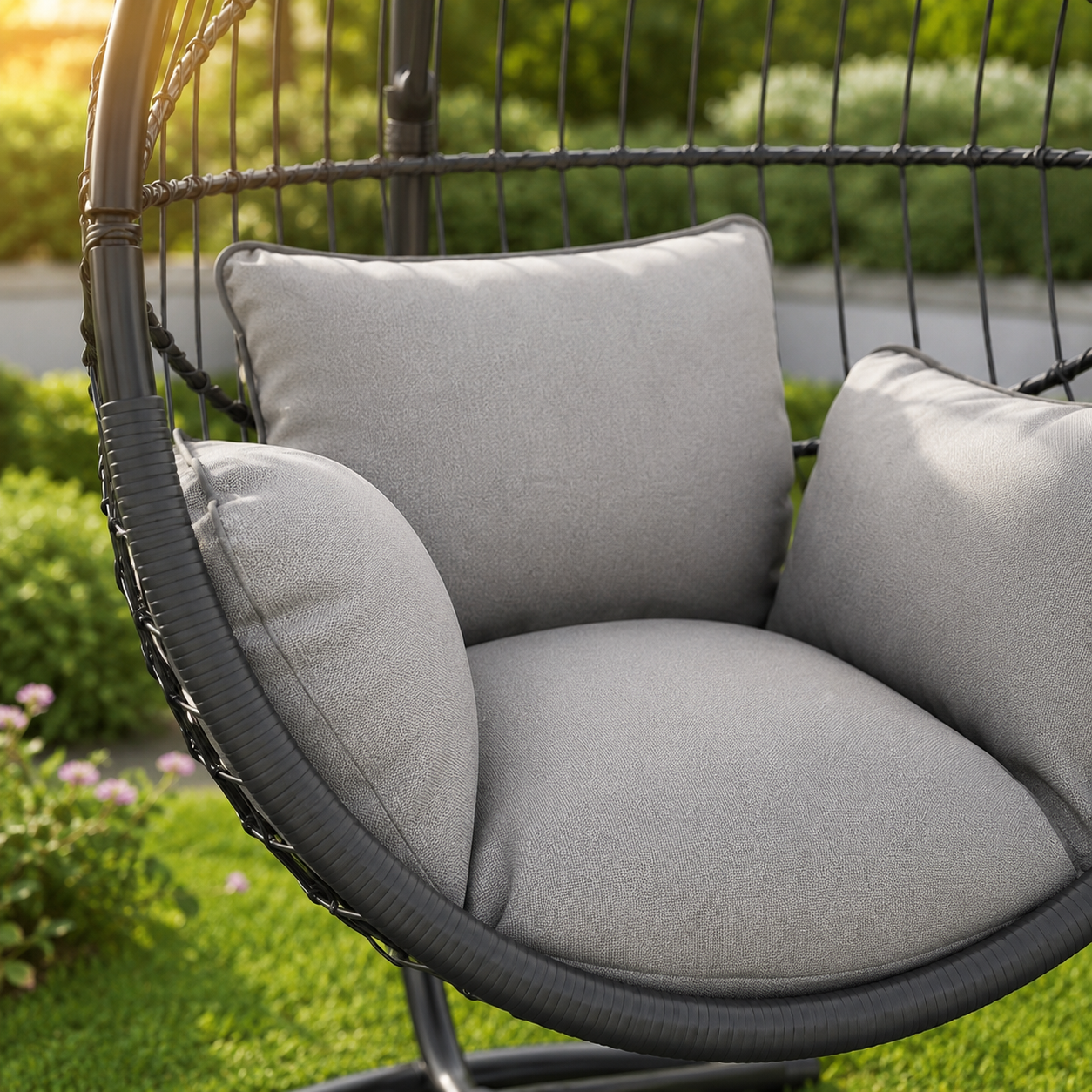 Outdoor Patio Garden Hanging Egg Chair With Stand/Cushion - Basket Swing Chair