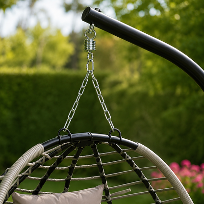 Outdoor patio Garden Rattan Hanging Egg Chair W/ Stand Cushion - Basket Swing Chair